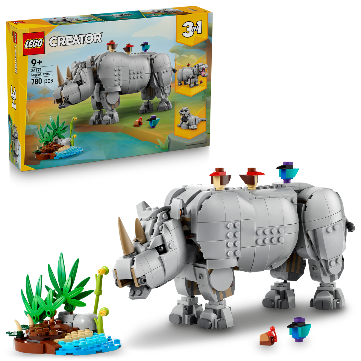 LEGO® Creator 3-in-1 Wild Animals: Majestic Rhino with Birds