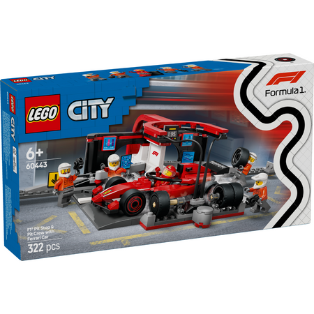 LEGO 60443 City F1® Pit Stop & Pit Crew with Ferrari Car