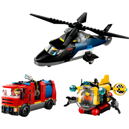 LEGO® 60462 City Helicopter, Fire Truck & Submarine Remix