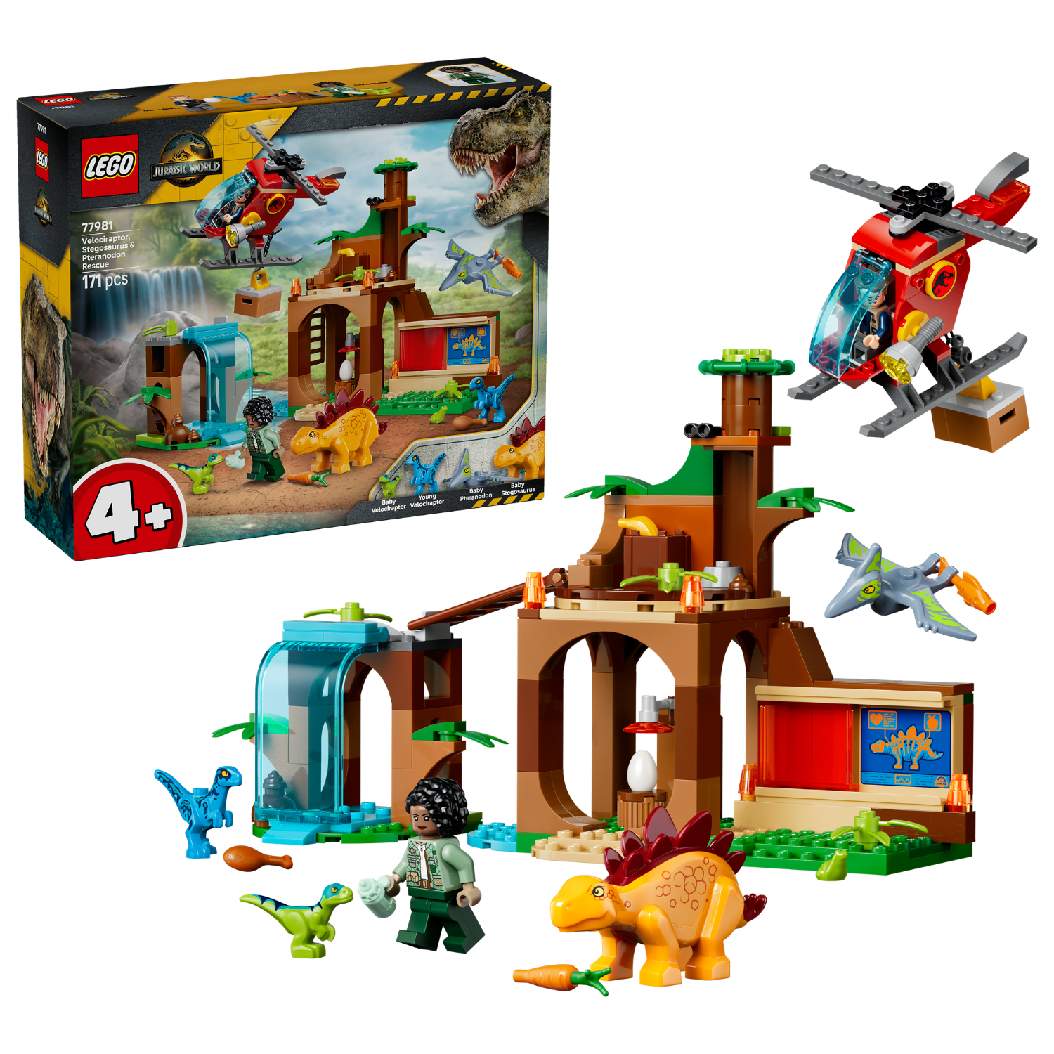 LEGO® Jurassic World Velociraptor, Stegosaurus & Pteranodon Rescue