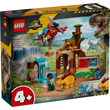 LEGO® Jurassic World Velociraptor, Stegosaurus & Pteranodon Rescue